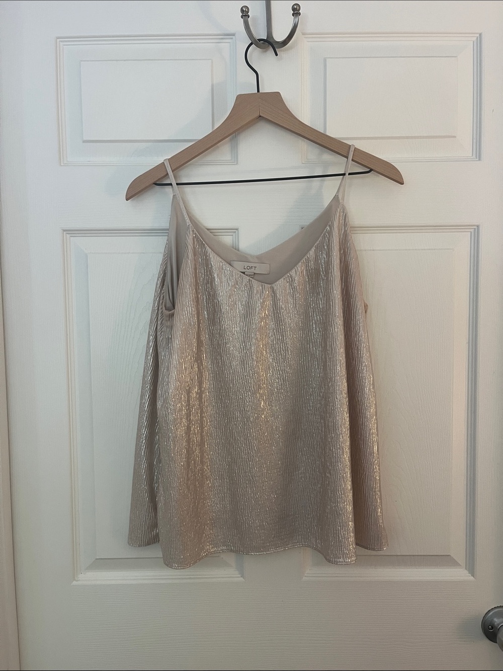LOFT Shimmery Champagne-Beige Cold-Shoulder Cami